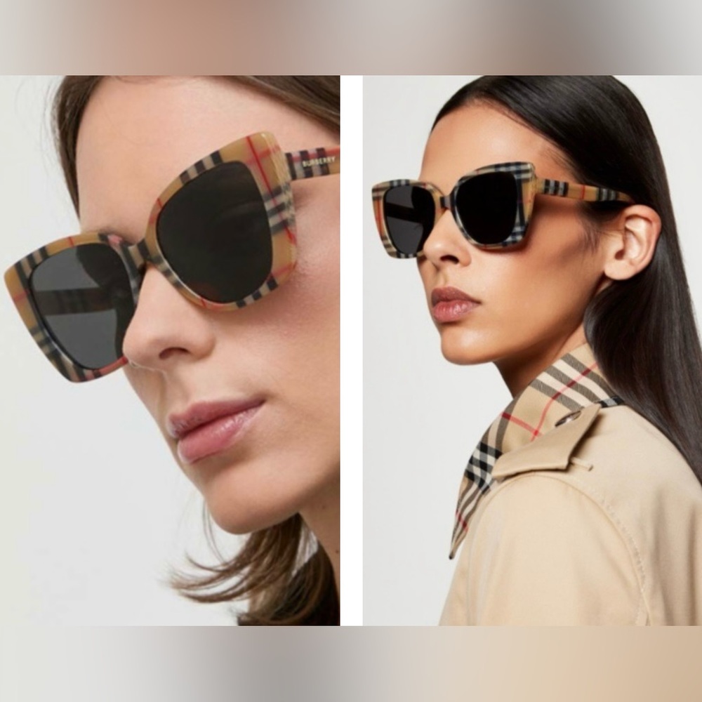 CLASSIC BURBERRY CAT- EYE FRAME SUNNIES IN THEIR CHECK PATTERN SIGNATURE STYLE - Picture 15 of 16